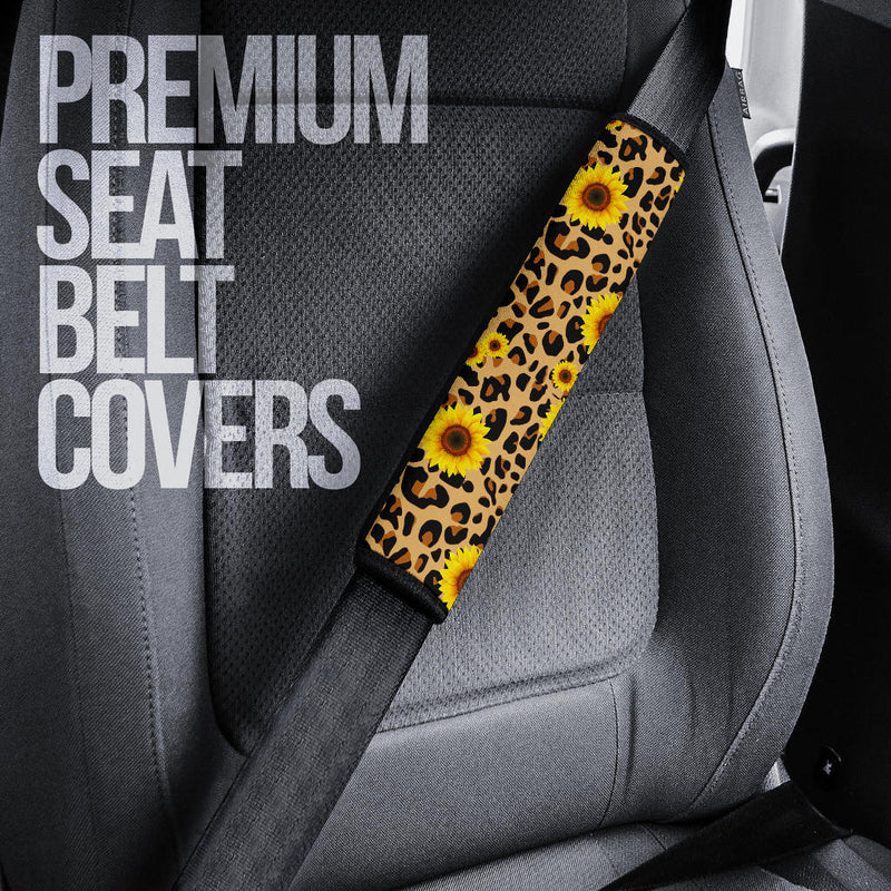 Sunflower Leopard Premium Custom Car Seat Belt Covers Nearkii