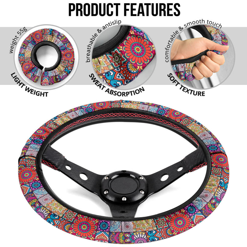 Color Flowers Premium Car Steering Wheel Cover Nearkii