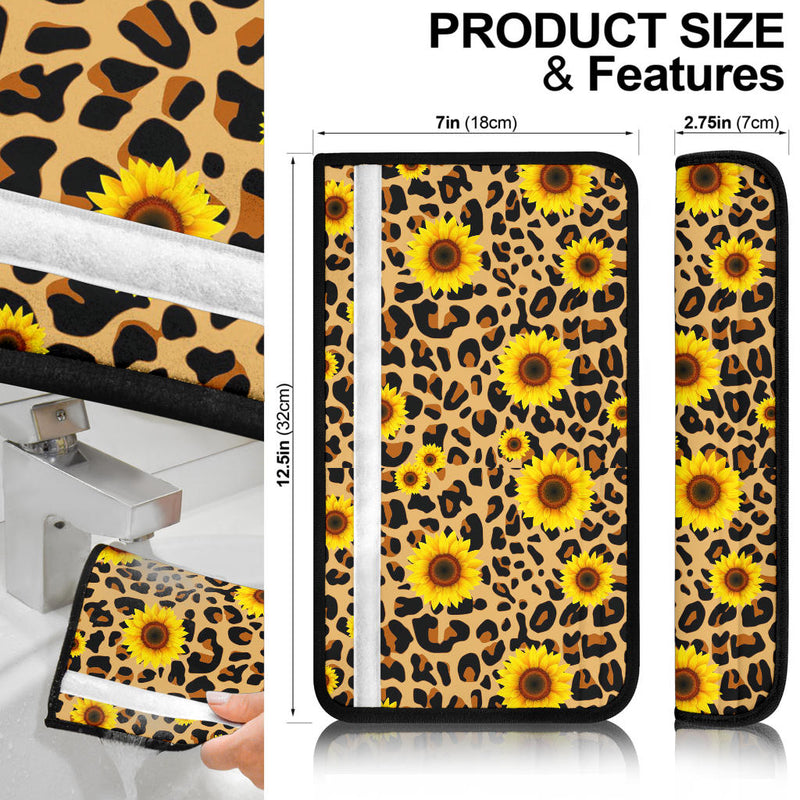 Sunflower Leopard Premium Custom Car Seat Belt Covers Nearkii