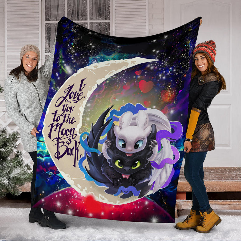 Toothless And Light Fury How To Train Your Dragon Love You To The Moon Galaxy Blanket Nearkii