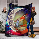 Fox Couple Love You To The Moon Galaxy Premium Blanket Nearkii