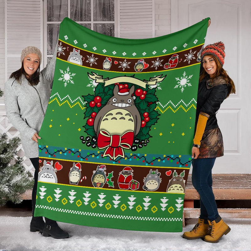 Totoro Green Christmas Christmas Blanket Amazing Gift Idea Nearkii