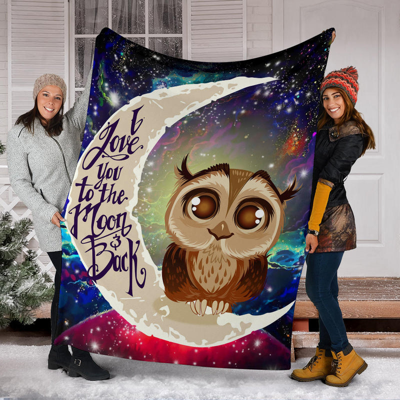 Cute Owl Love You To The Moon Galaxy Premium Blanket Nearkii