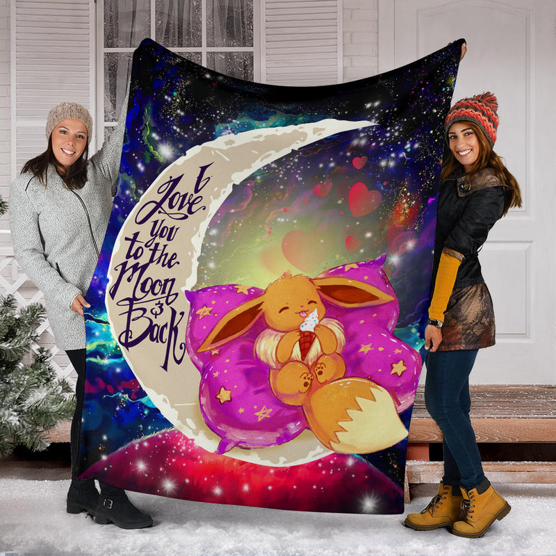 Cute Eevee Pokemon Sleep Night Love You To The Moon Galaxy Blanket Nearkii