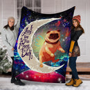 Cute Bull Dog Love You To The Moon Galaxy Blanket Nearkii
