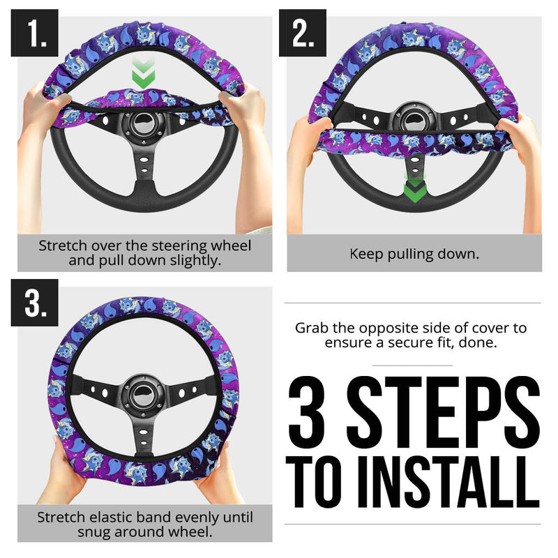 Pokemon Galaxy Vaporeon Eevee Evolution Car Steering Wheel Cover Nearkii