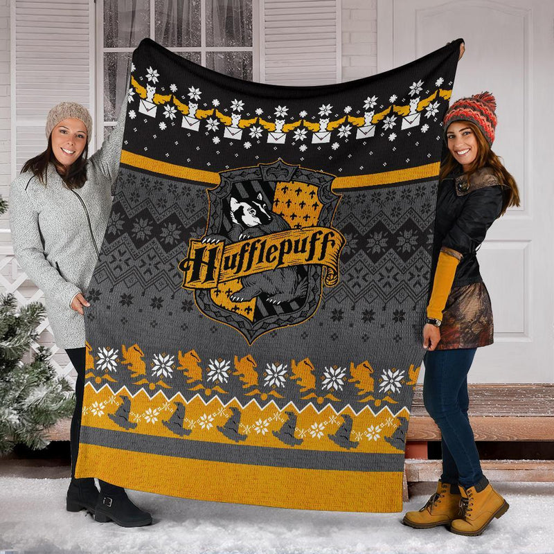 Harry Potter Hufflepuff Ugly Christmas Custom Blanket Home Decor Nearkii