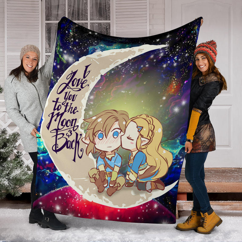 Legend Of Zelda Couple Chibi Couple Love You To The Moon Galaxy Premium Blanket Nearkii