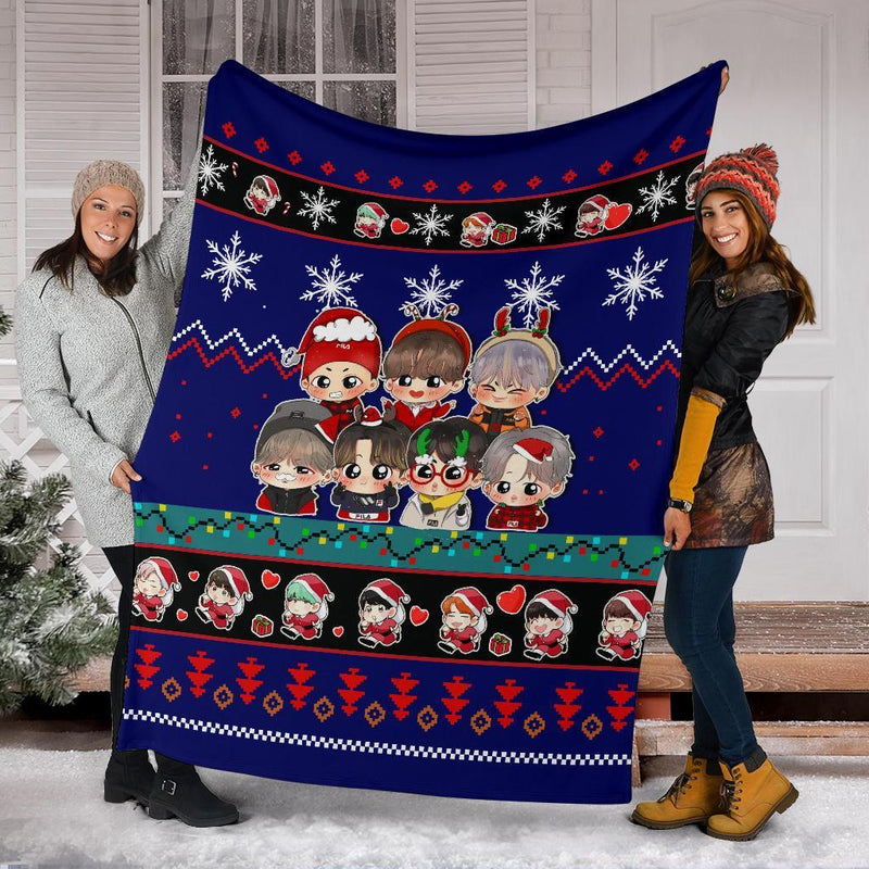 Blue Bts Christmas Blanket Amazing Gift Idea Nearkii