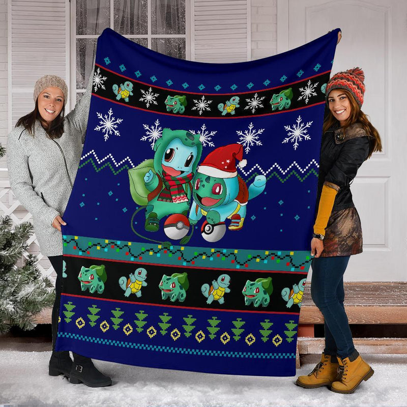 Blue Gearzime Pokemon Ugly Holiday Fleece Blanket Gift For Christmas Amazing Gift Idea Nearkii