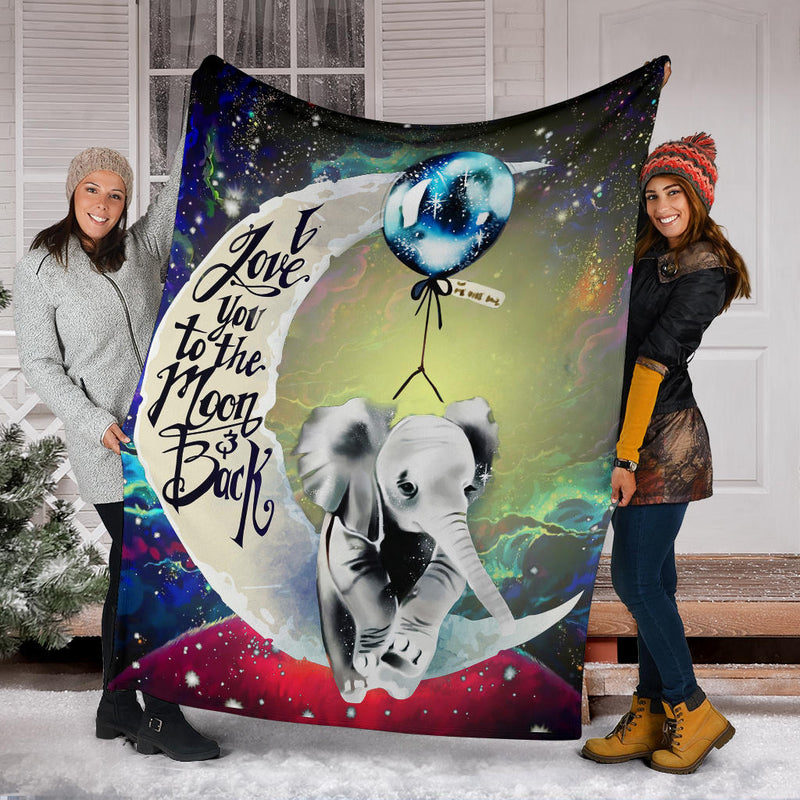 Elephant Love You To The Moon Galaxy Premium Blanket Nearkii