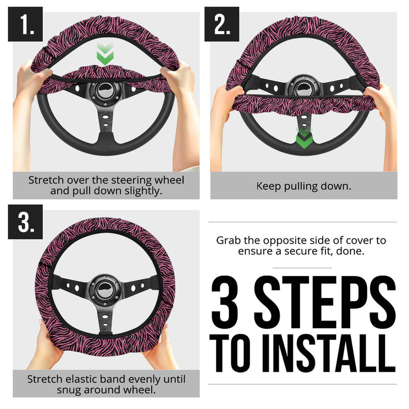 Zebra Pink Premium Car Steering Wheel Cover Nearkii