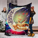 Cute Eevee Pokemon Couple Love You To The Moon Galaxy Premium Blanket Nearkii