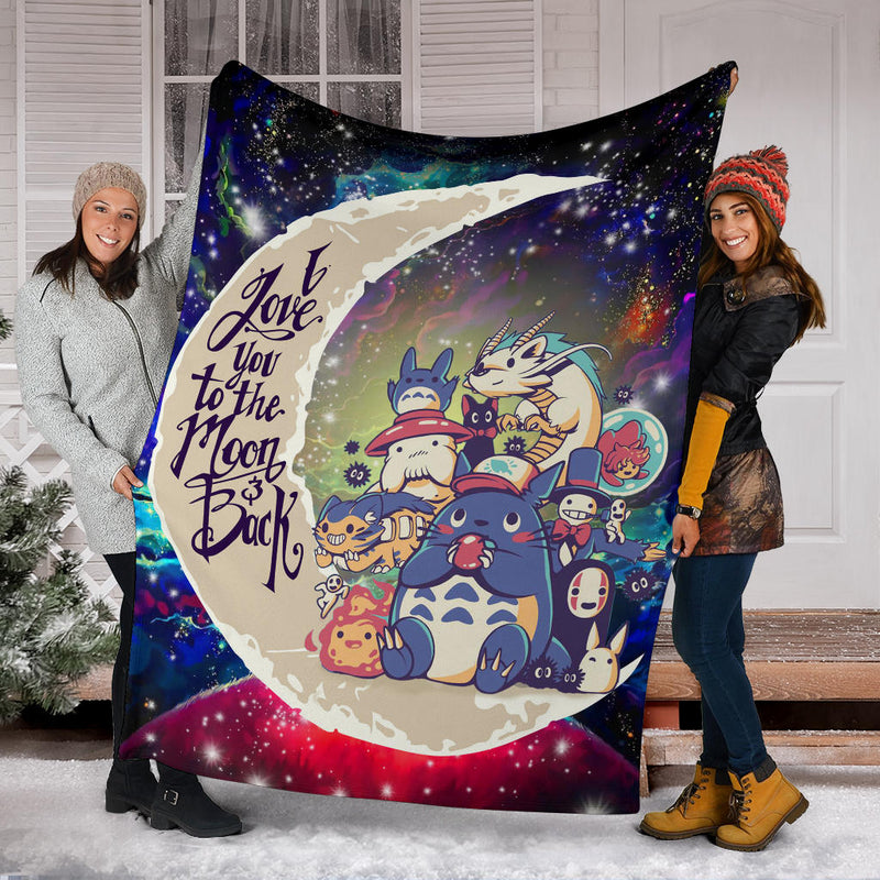 Ghibli Character Love You To The Moon Galaxy Premium Blanket Nearkii