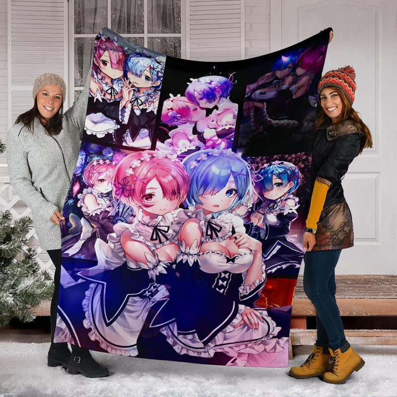 Ram And Rem Anime Girl Re Zero Premium Blanket Nearkii