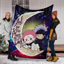 Jujutsu Kaisen Gojo Sakuna Chibi Anime Love You To The Moon Galaxy Premium Blanket Nearkii