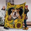 Bull Dog Sunflower Zipper Premium Custom Blanket Nearkii