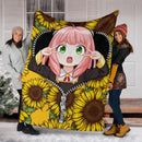Anya Cute Spy X Family Sunflower Zipper Premium Blanket Nearkii