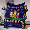 Blue Corgi Christmas Blanket Amazing Gift Idea Nearkii