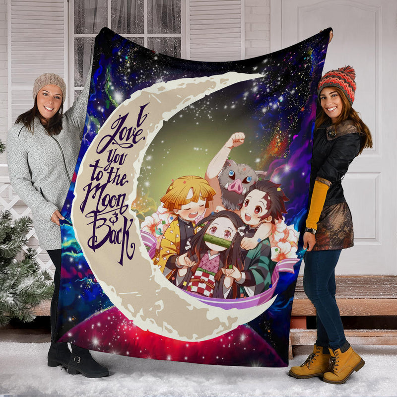 Demond Slayer Team Love You To The Moon Galaxy Premium Blanket Nearkii