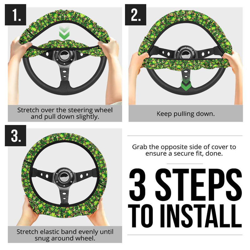 Pattern Pokemon Grass Green Car Custom Steering Wheel Cover Nearkii