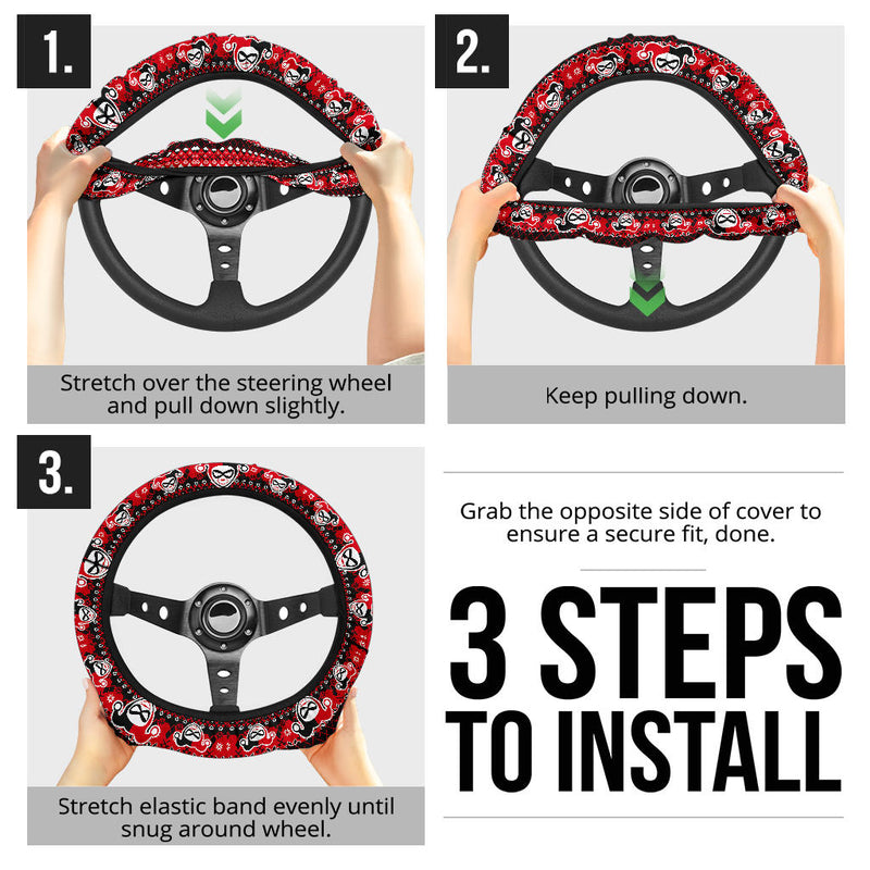 Harley Quinn Christmas Premium Custom Car Steering Wheel Cover Nearkii