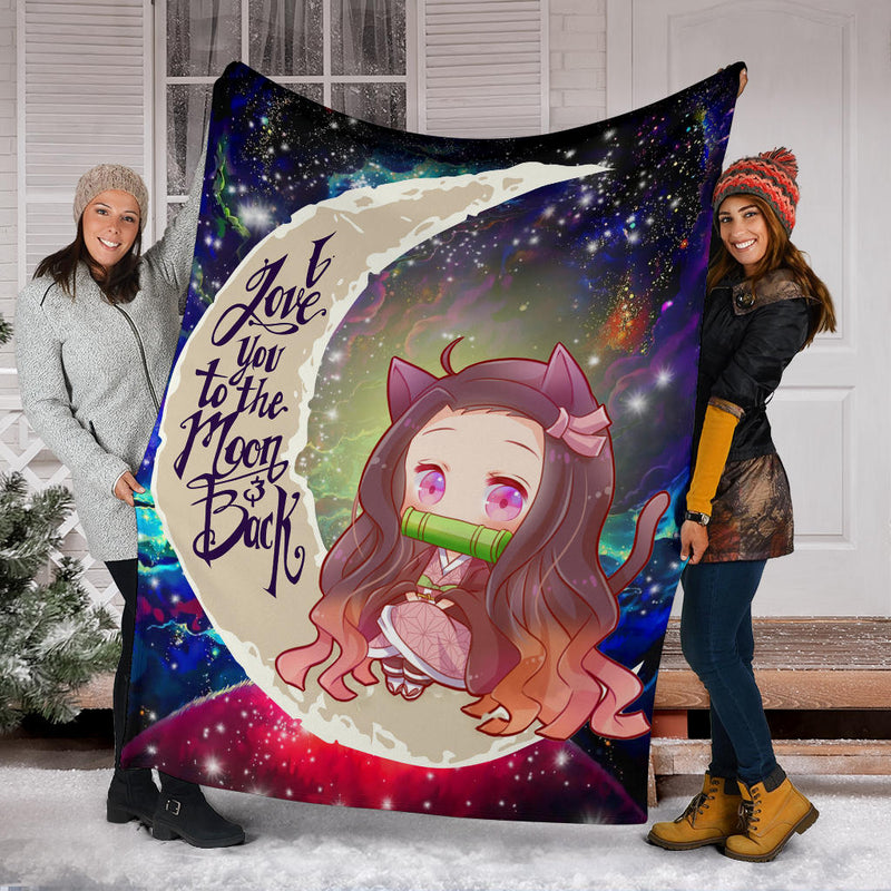 Nezuko Demon Slayer Love You To The Moon Galaxy Premium Blanket Nearkii