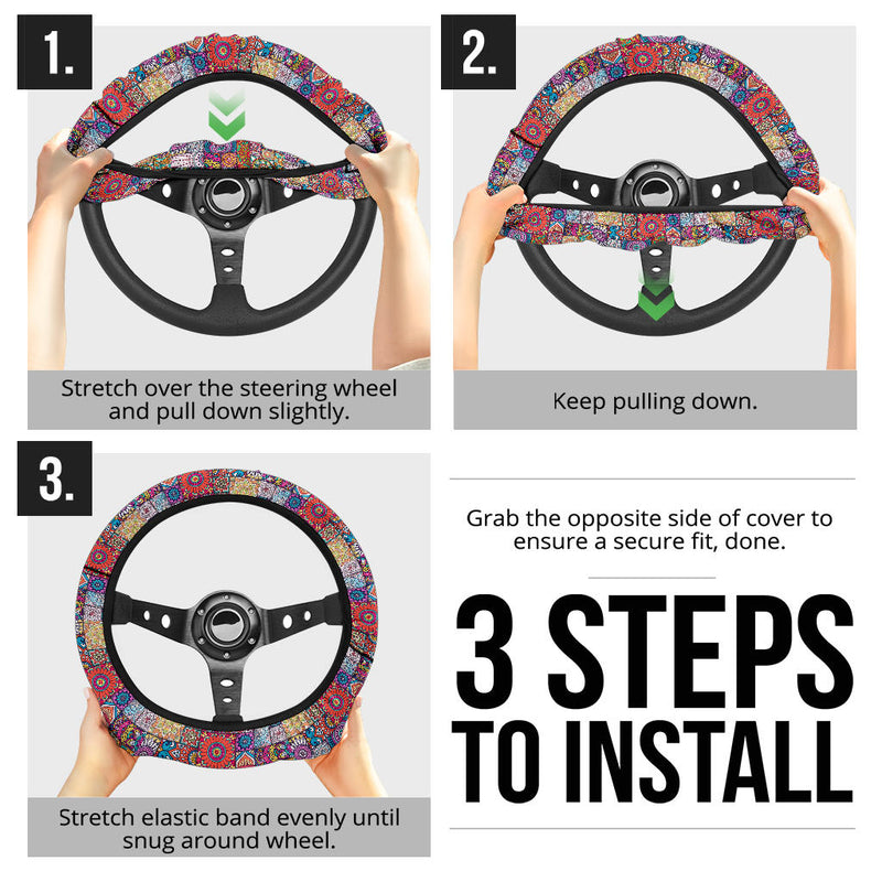 Color Flowers Premium Car Steering Wheel Cover Nearkii