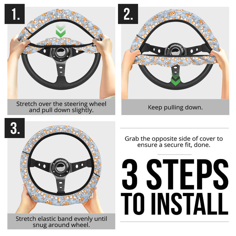 Corgi Cute Print Christmas Premium Custom Car Steering Wheel Cover Nearkii