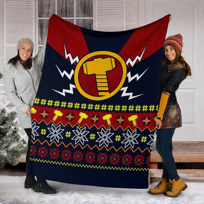Thor Mjolnir Ugly Christmas Custom Blanket Home Decor Nearkii