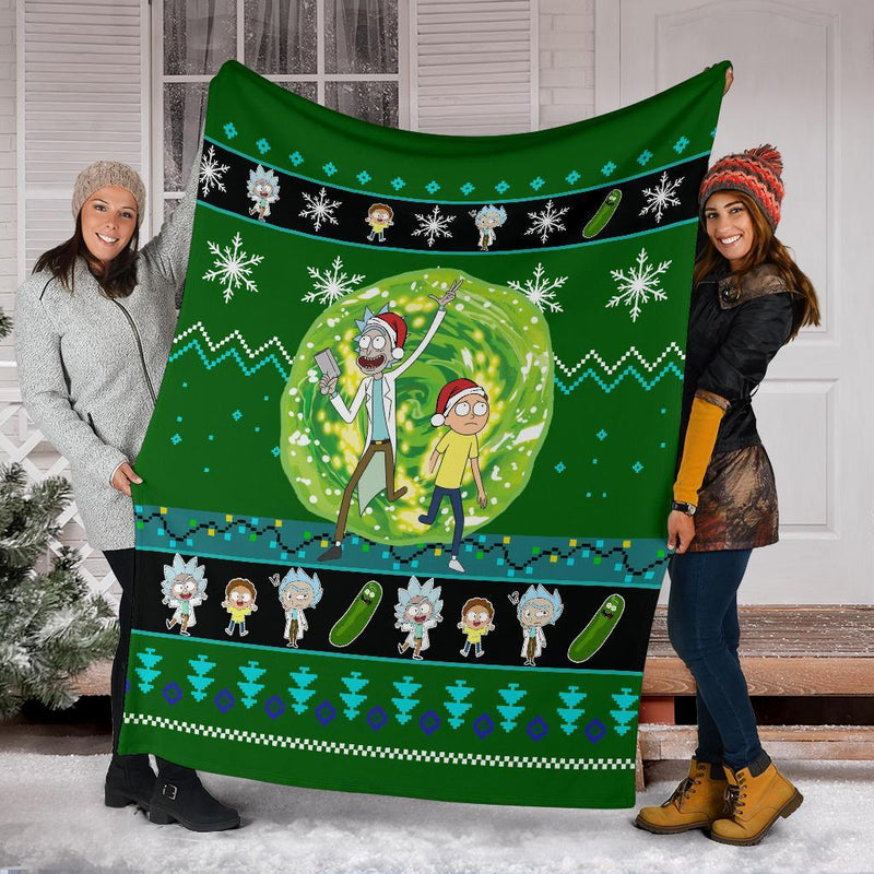 Rick And Morty Christmas Blanket Amazing Gift Idea Nearkii