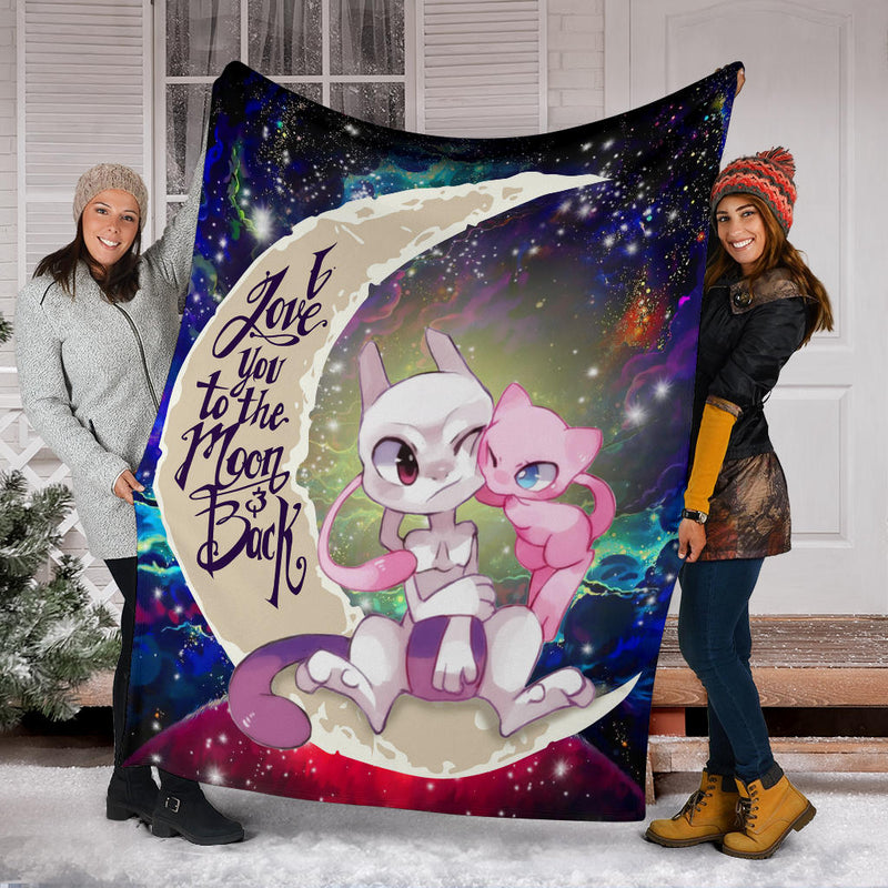 Pokemon Couple Mew Mewtwo Love You To The Moon Galaxy Premium Blanket Nearkii