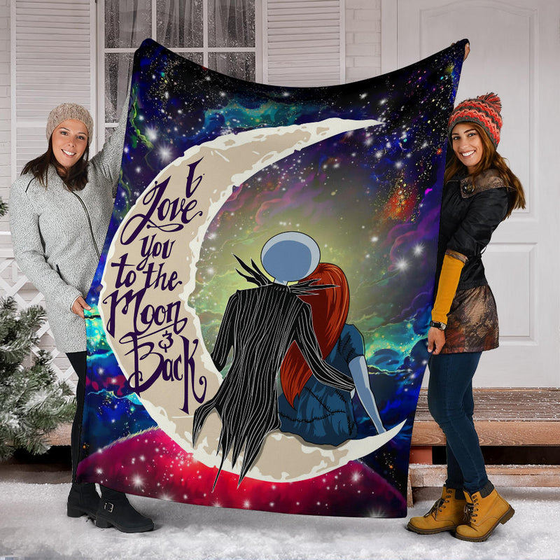 Jack And Sally Nightmare Before Christmas Love You To The Moon Galaxy Premium Blanket Nearkii