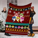 Red Baby Shark Christmas Blanket Amazing Gift Idea Nearkii