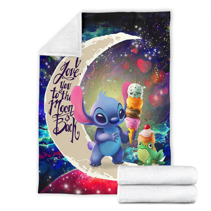 Cute Stitch Frog Icecream Love You To The Moon Galaxy Blanket Nearkii