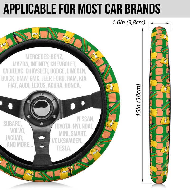 The Simpsons Bart Skateboard Premium Custom Car Steering Wheel Cover Nearkii