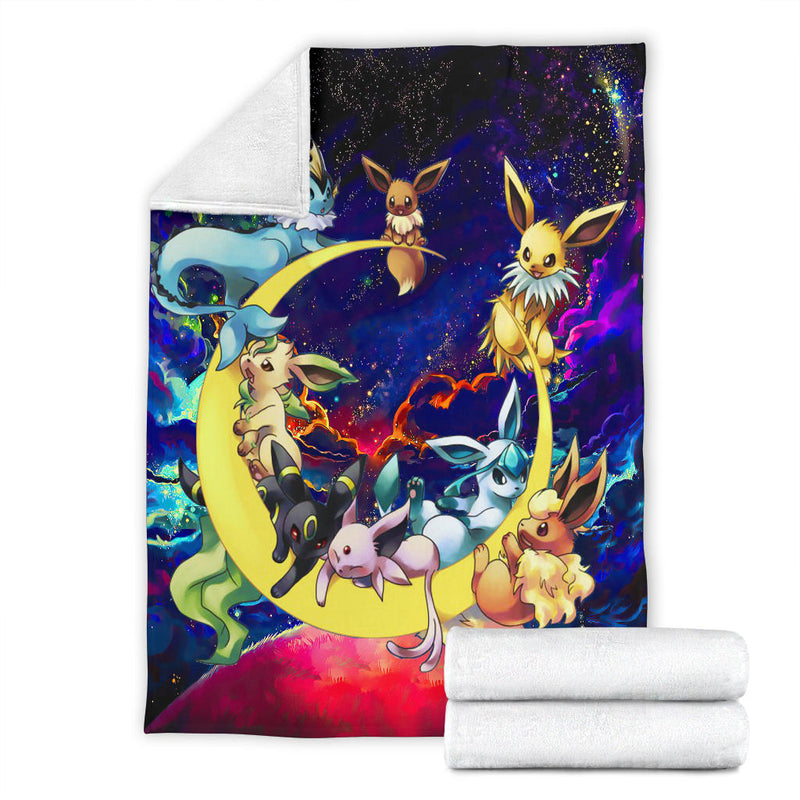 Eevee Evolution Pokemon Family Love You To The Moon Galaxy Premium Blanket Nearkii