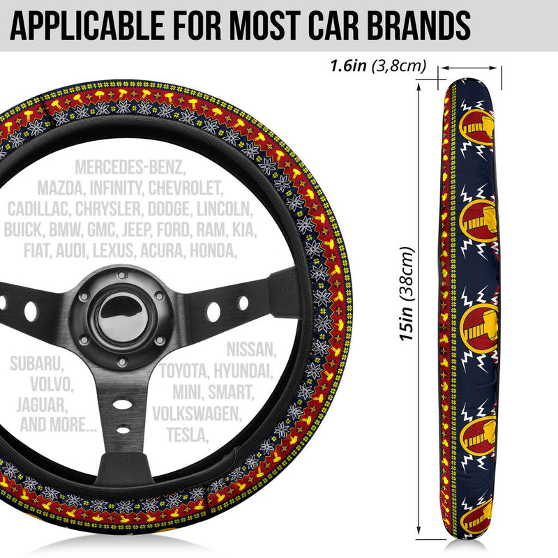 Thor Hammer Mjolnir Art Christmas Premium Custom Car Steering Wheel Cover Nearkii