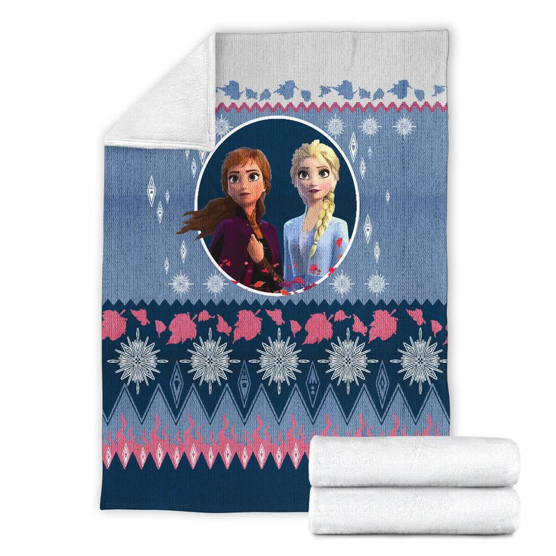 Frozen Elsa And Anna Ugly Christmas Custom Blanket Home Decor Nearkii