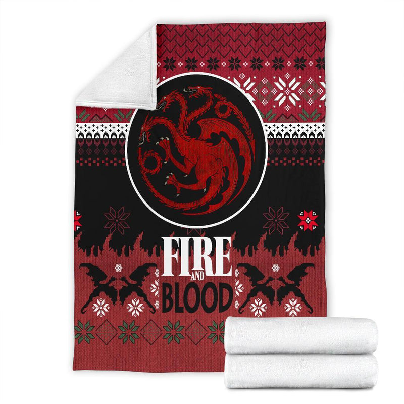 Fire And Blood Ugly Christmas Custom Blanket Home Decor Nearkii