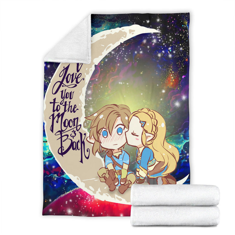 Legend Of Zelda Couple Chibi Couple Love You To The Moon Galaxy Premium Blanket Nearkii