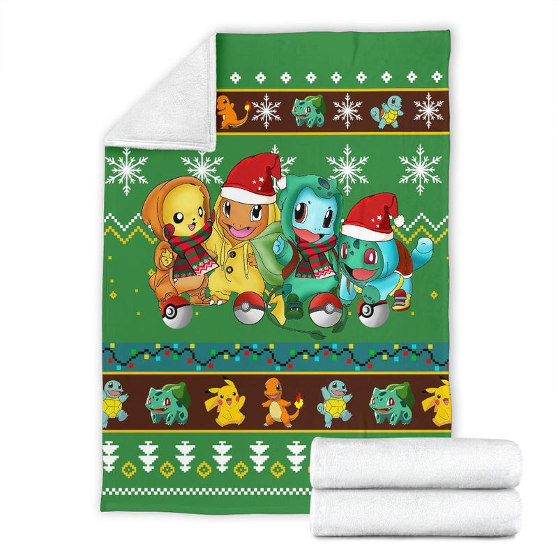 Green Gearzime Pokemon Pikachu Christmas Blanket Amazing Gift Idea Nearkii