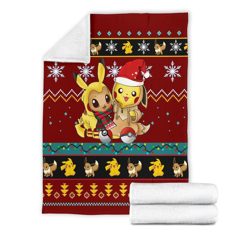 Red Gearzime Pokemon Pikachu Ugly Holiday Fleece Blanket Gift For Christmas Amazing Gift Idea Nearkii