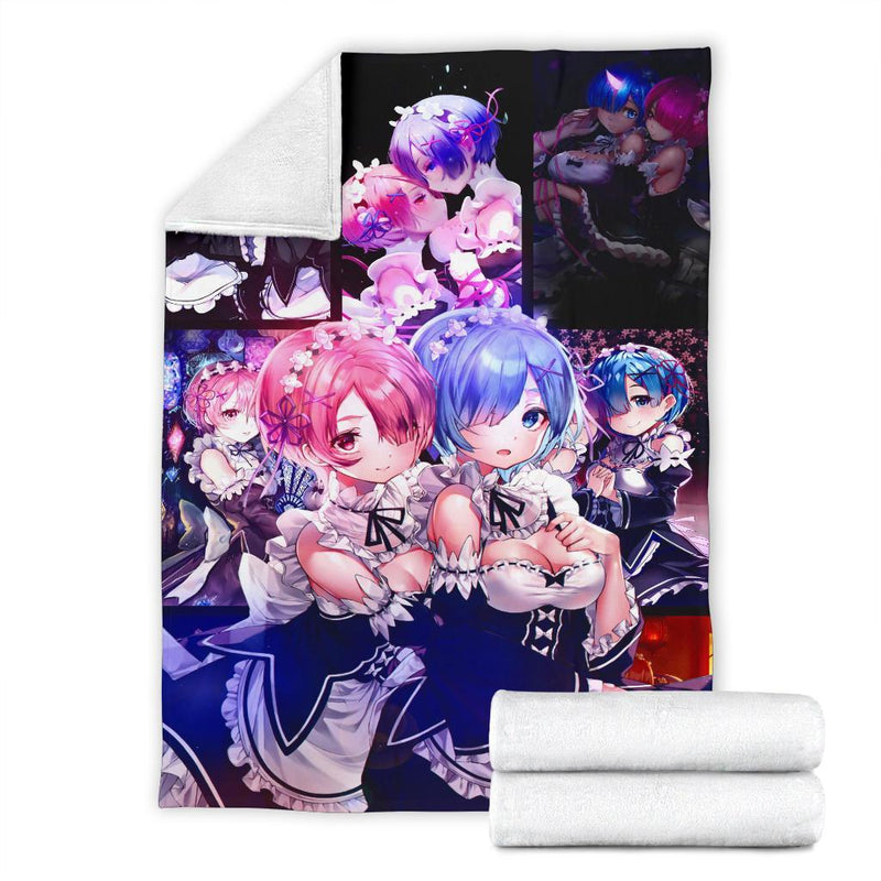 Ram And Rem Anime Girl Re Zero Premium Blanket Nearkii