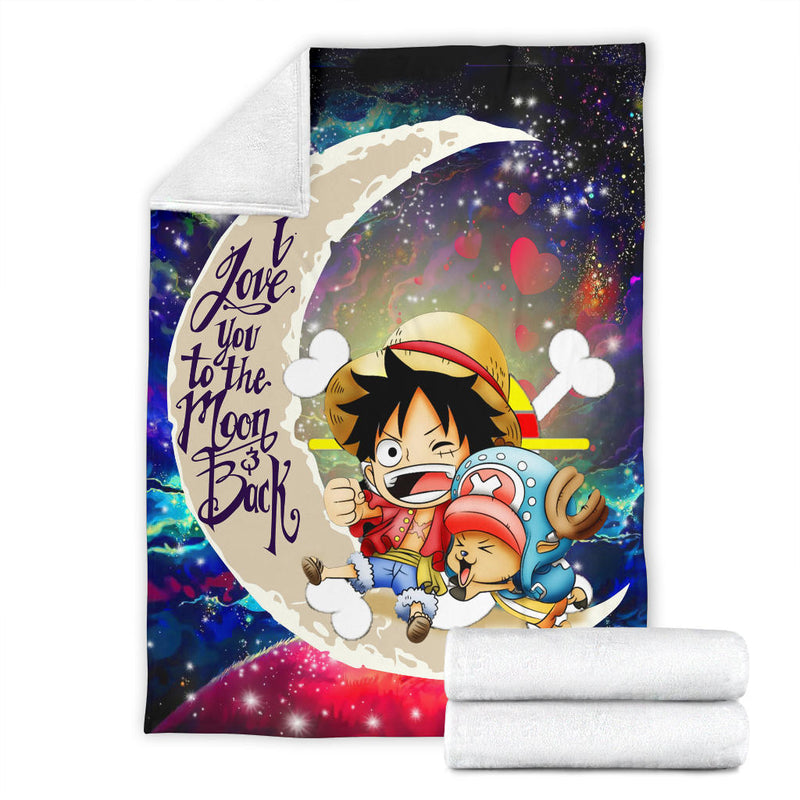 Chibi Luffy And Chopper One Piece Anime Love You To The Moon Galaxy Blanket Nearkii