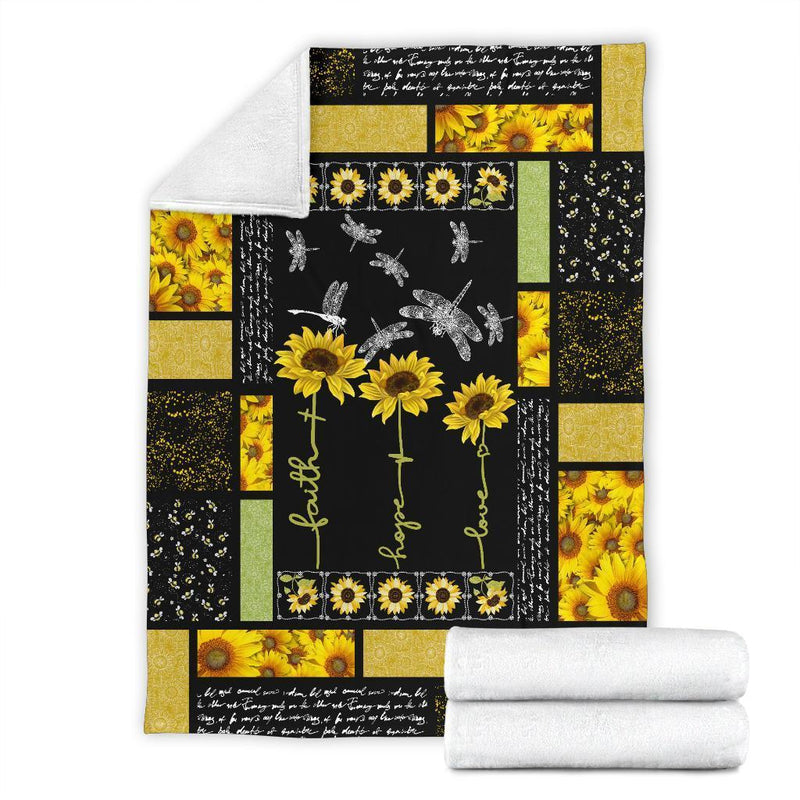 Dragonfly Sunflower Premium Blanket Nearkii