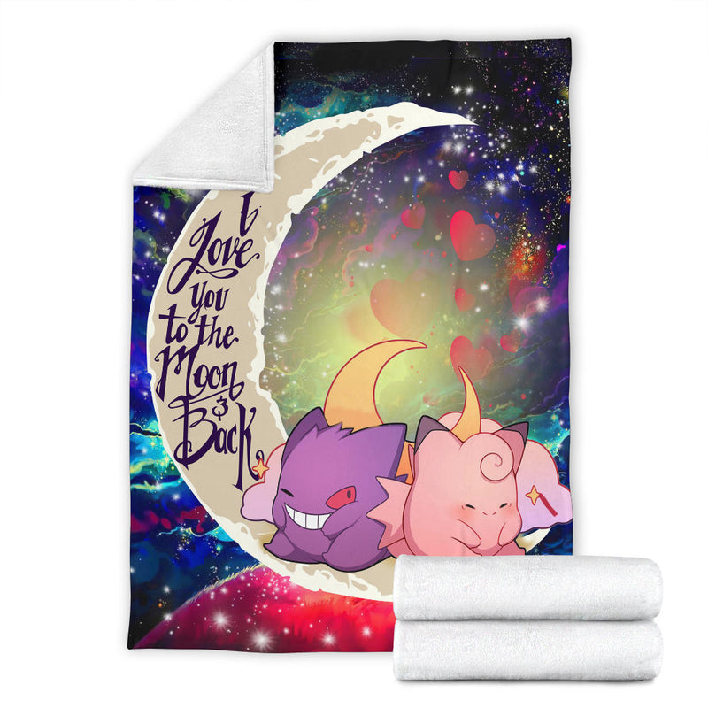 Gengar And Clefable Cute Pokemon Love You To The Moon Galaxy Blanket Nearkii