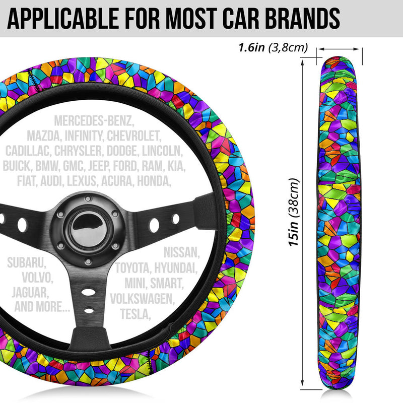 Stained Glass Rainbow Premium Car Steering Wheel Cover Nearkii