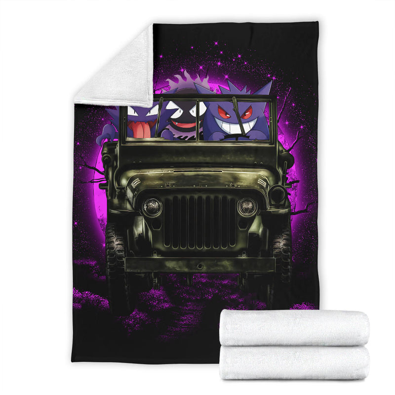 Gengar Pokemon Ghost Halloween Moonlight Jeep Funny Premium Blanket Nearkii