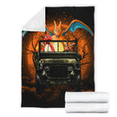 Charizard Charmender Pokemon Drive Jeep Moonlight Halloween Funny Premium Blanket Nearkii